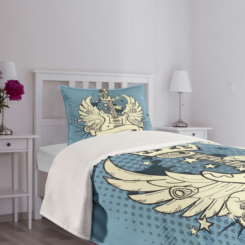 Rock 'n' Roll Retro Grunge Bedspread Set