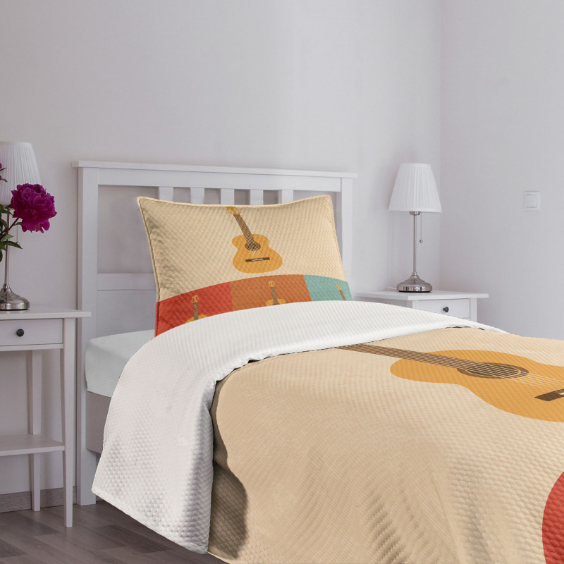 Acoustic Guitars Retro Bedspread Set