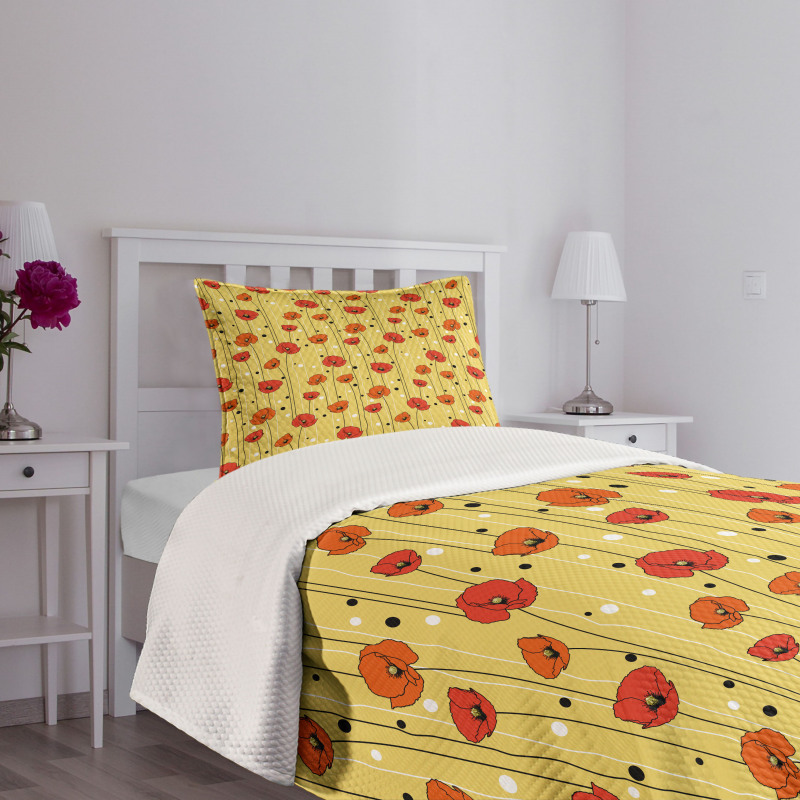 Lines with Dots Floral Bedspread Set