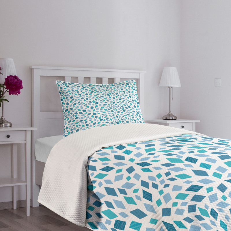 Abstract Mosaic Blue Tones Bedspread Set