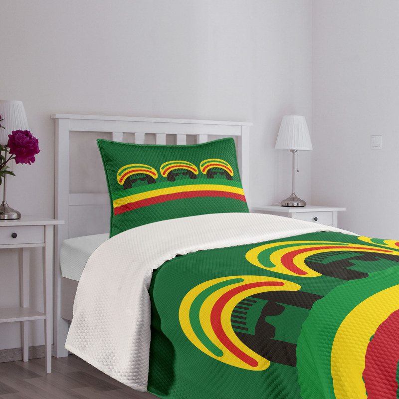 Reggae Themed Hat Bedspread Set