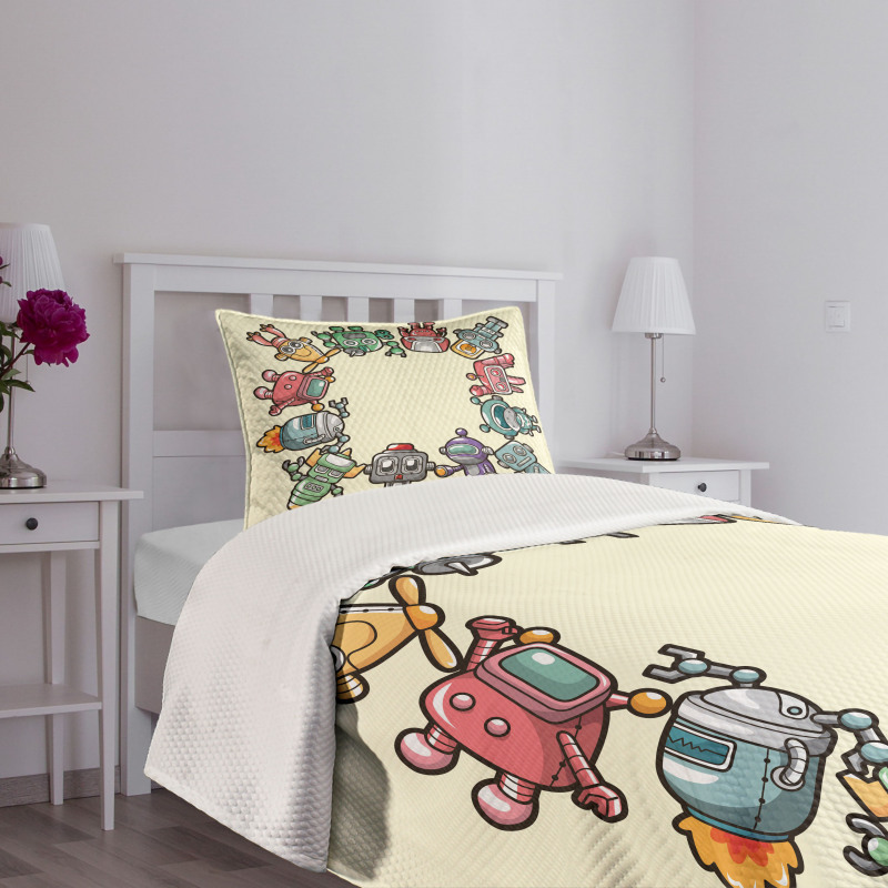 Friendly Robots Toys Bedspread Set