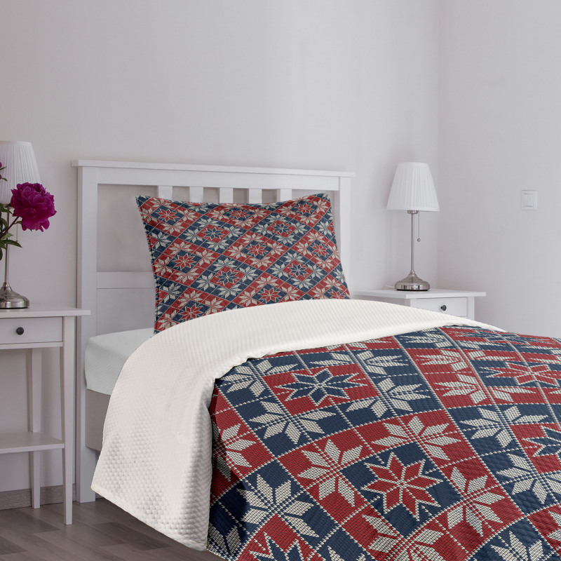 Tartan Geometric Floral Bedspread Set