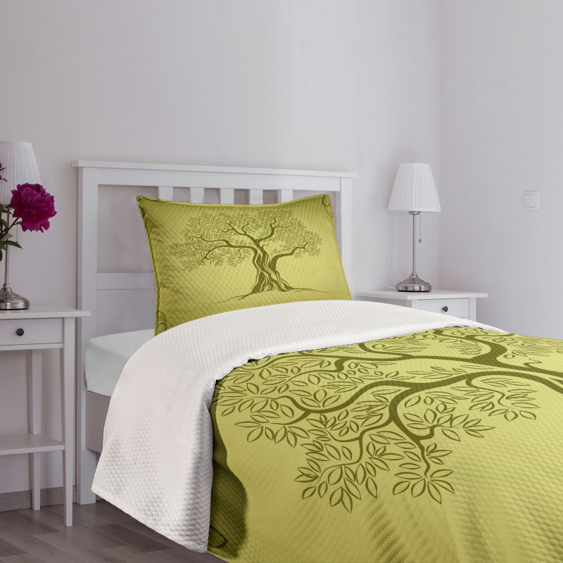Olive Tree Pattern Bedspread Set