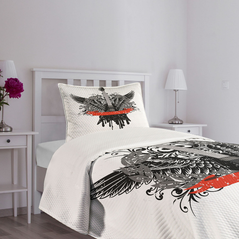 Gothic Guitar Wings Bedspread Set