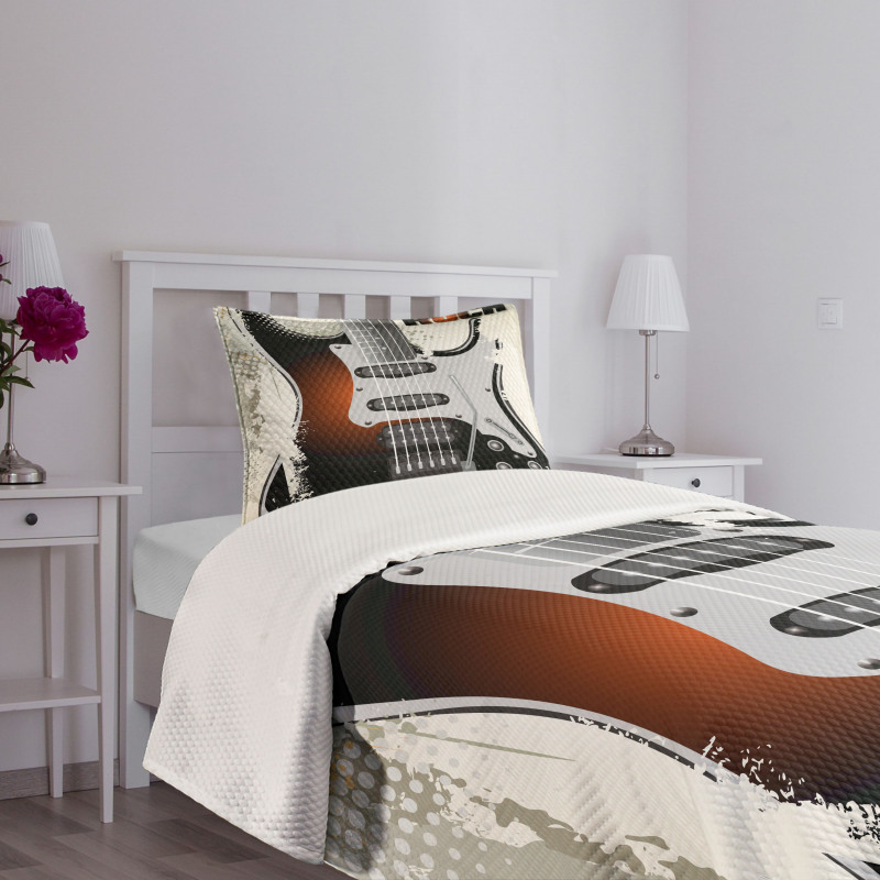 Retro Grunge Guitar Bedspread Set