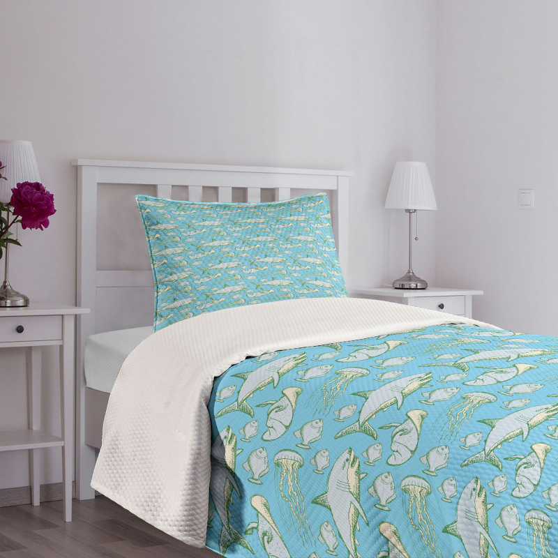 Vintage Sea Creatures Bedspread Set