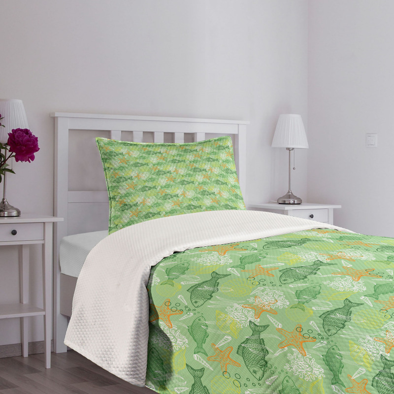 Bass Starfish Seashell Bedspread Set