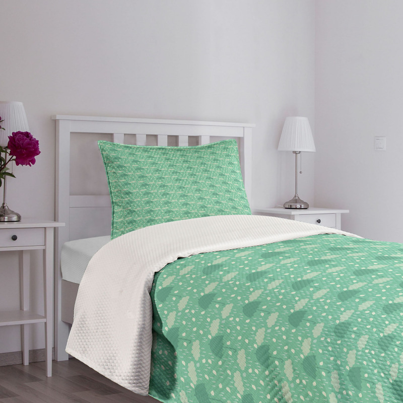 Wet Weather in Green Bedspread Set