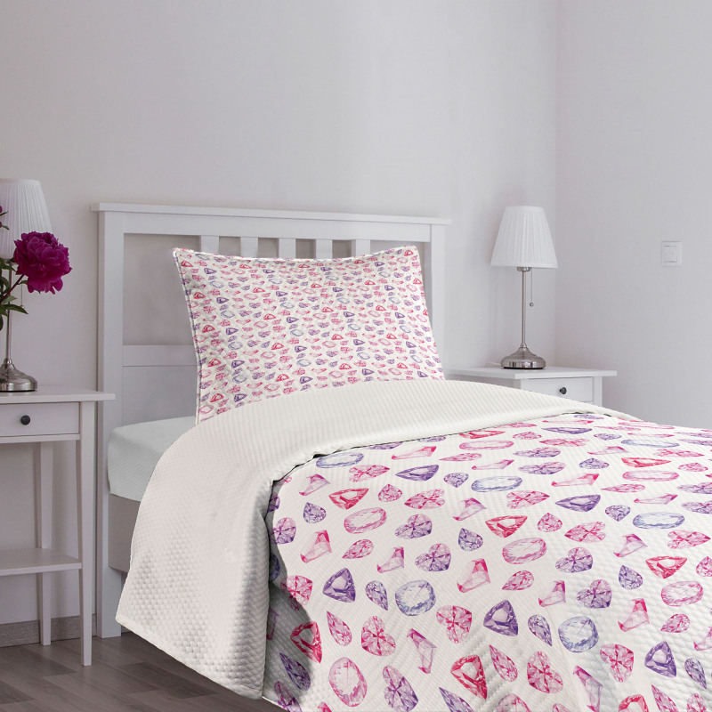 Watercolor Heart Rocks Bedspread Set