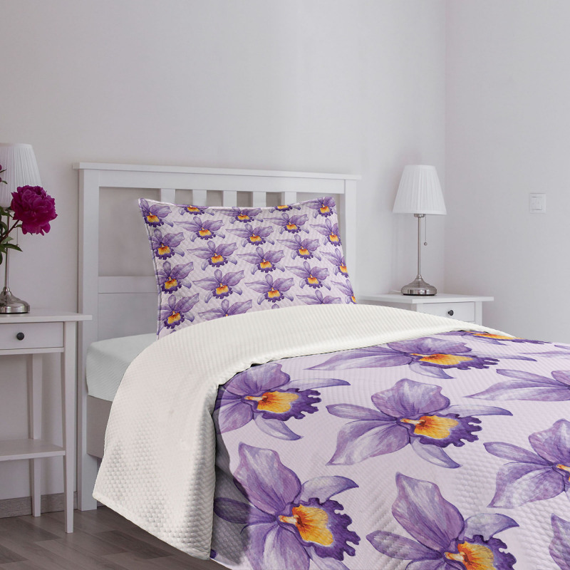 Tropical Orchid Flowers Bedspread Set