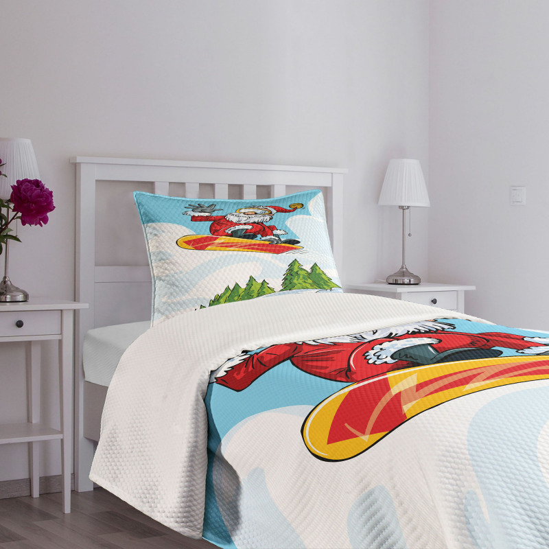 Jump on Snowboard Pines Bedspread Set