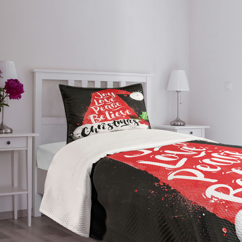 Xmas Hat with Lettering Bedspread Set