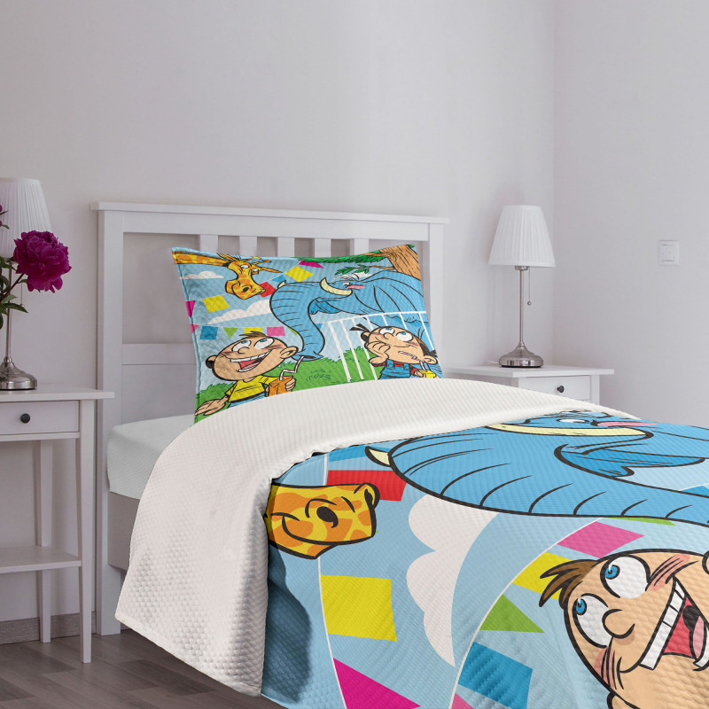 Mischievous Elephant Boy Bedspread Set