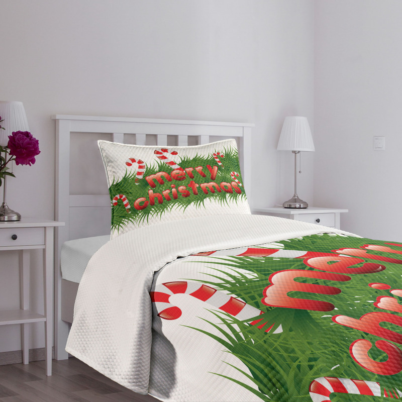 Candy Canes Garland Bedspread Set