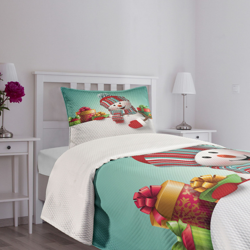 Snowman and Boxes Bedspread Set