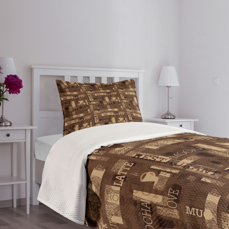 Cafeteria Typography Bedspread Set