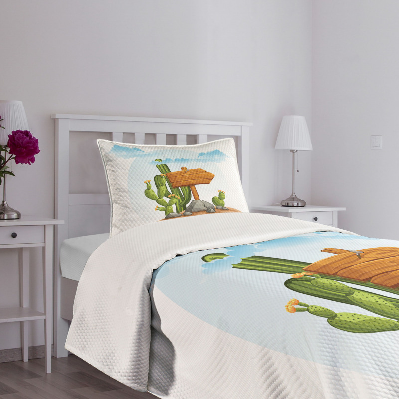 Cartoon Desert Flora Bedspread Set