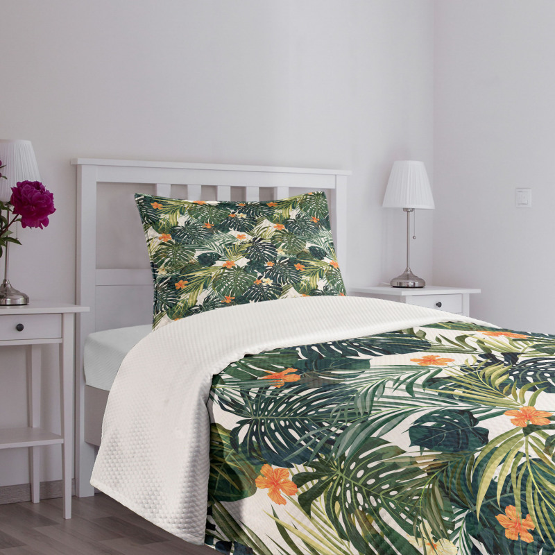 Colorful Polynesia Plant Bedspread Set