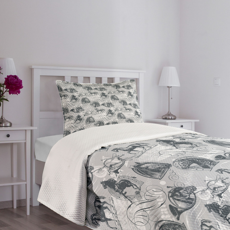 Stallion Sketch Style Bedspread Set