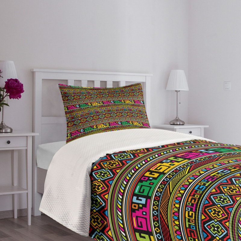 Colorful Indigenous Art Bedspread Set