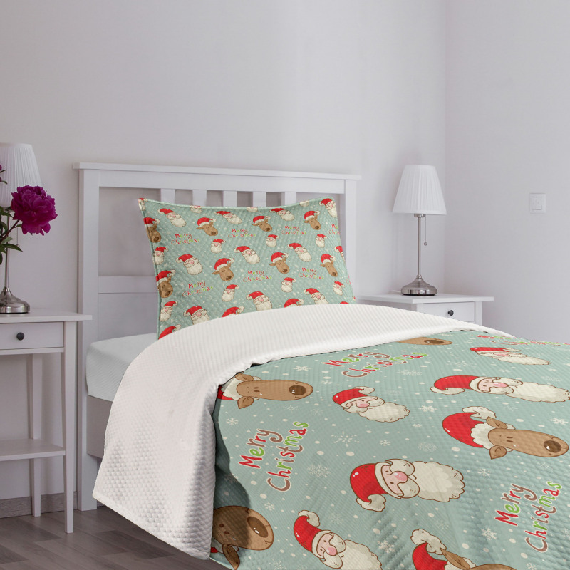 Santa Deer Vintage Bedspread Set