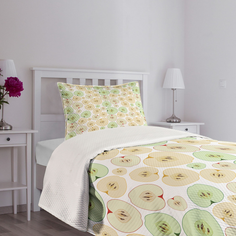 Fruits Cut in Half Seeds Bedspread Set