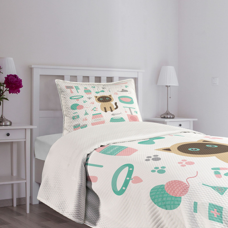 Cartoon Domestic Siamese Bedspread Set