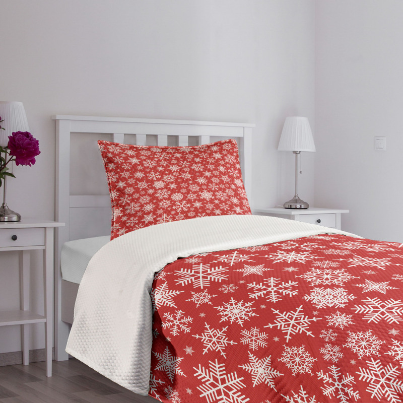 Various Snowflakes Winter Bedspread Set