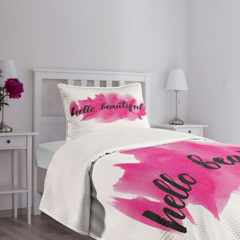 Words on Pink Bedspread Set