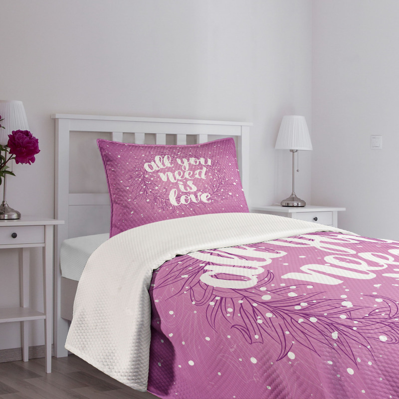 Valentines Floral Words Bedspread Set