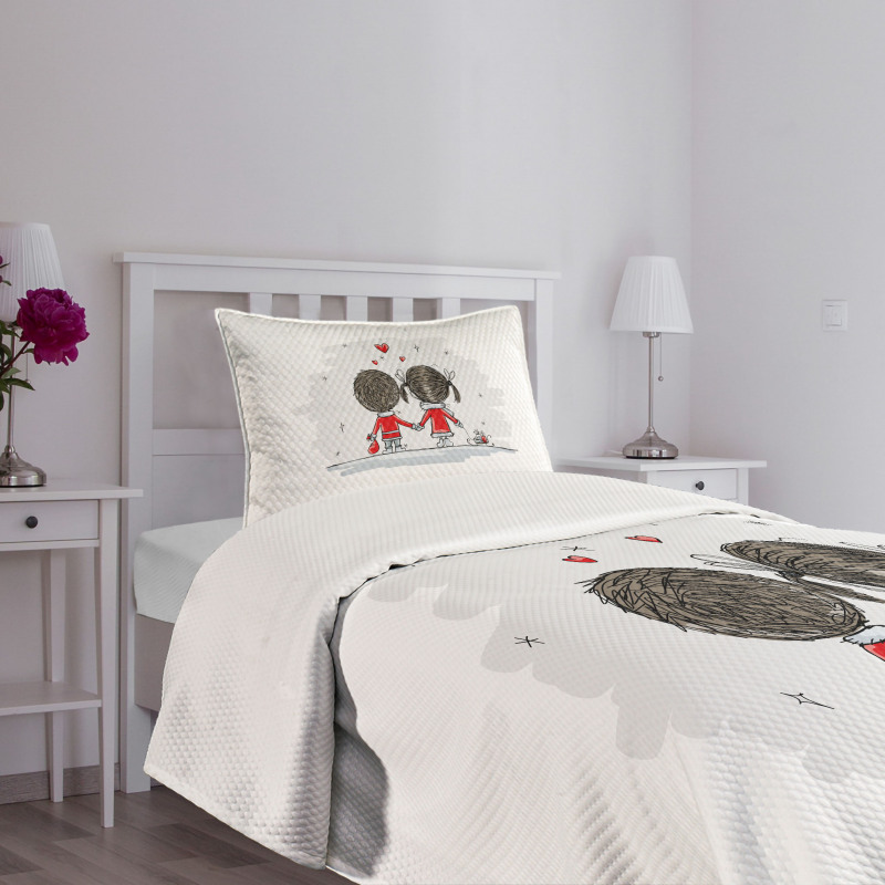 Couple Cartoon Art Style Bedspread Set