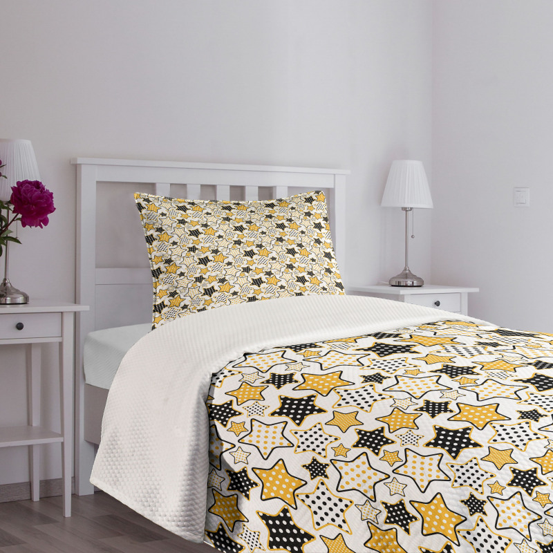 Retro Polka Dotted Stars Bedspread Set