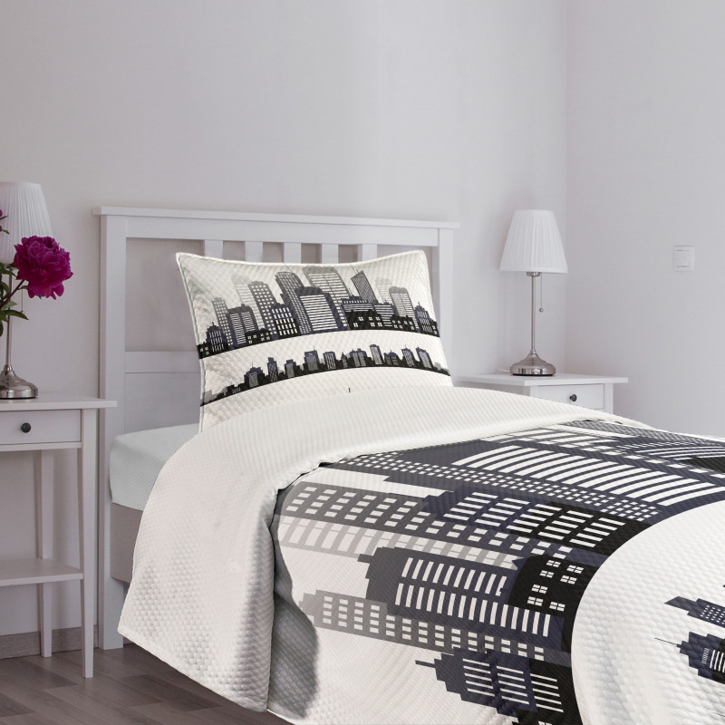 Long Buildings Skyline Bedspread Set