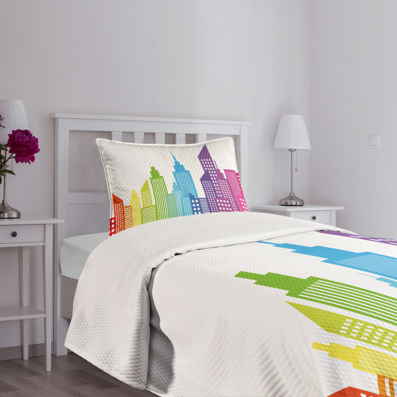 Colorful Skyline Urban Bedspread Set