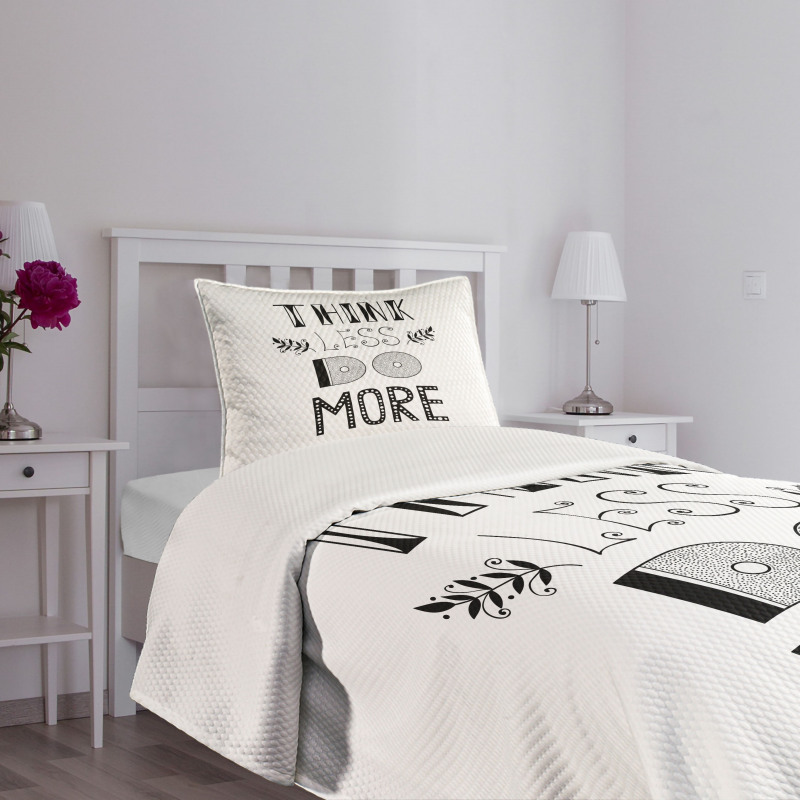 Different Fonts Leafs Bedspread Set