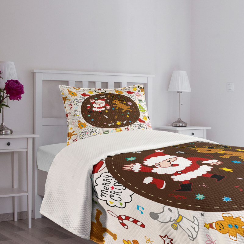 Dancing Santa Deer Bedspread Set