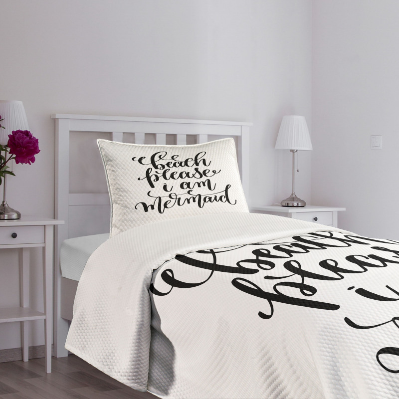 Cool Font Mermaid Theme Bedspread Set