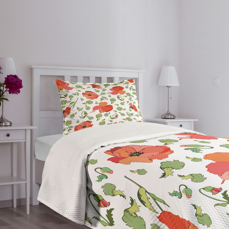 Scattered Buds and Stems Bedspread Set