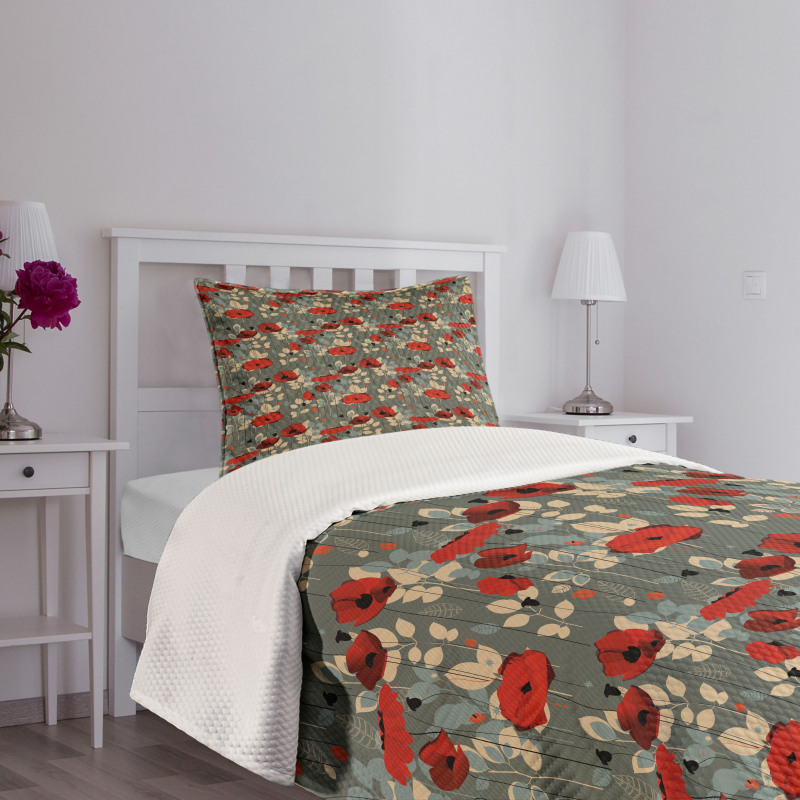 Modern Floral Garden Bedspread Set