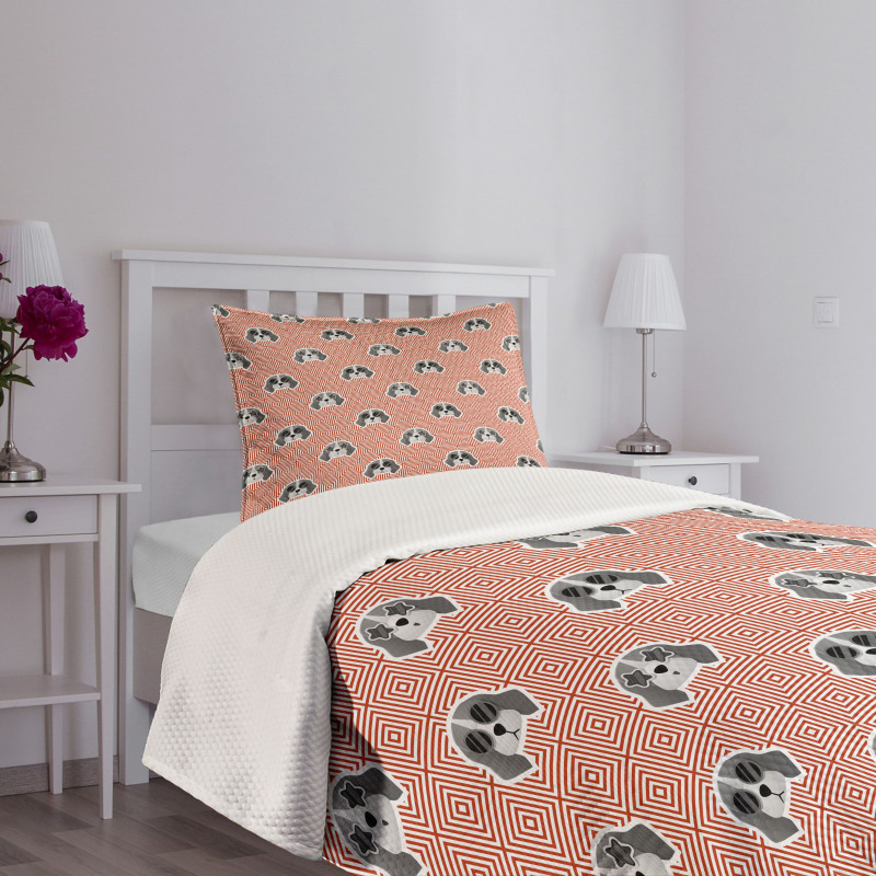 Beagle Puppy Squares Bedspread Set