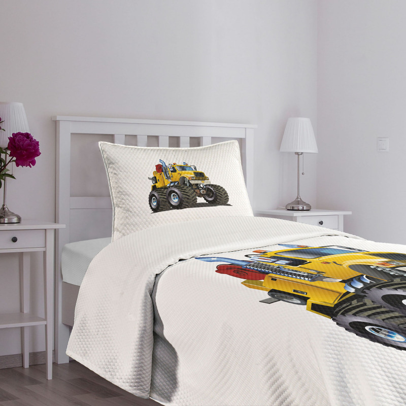 Giant Wheeled Monster Car Bedspread Set