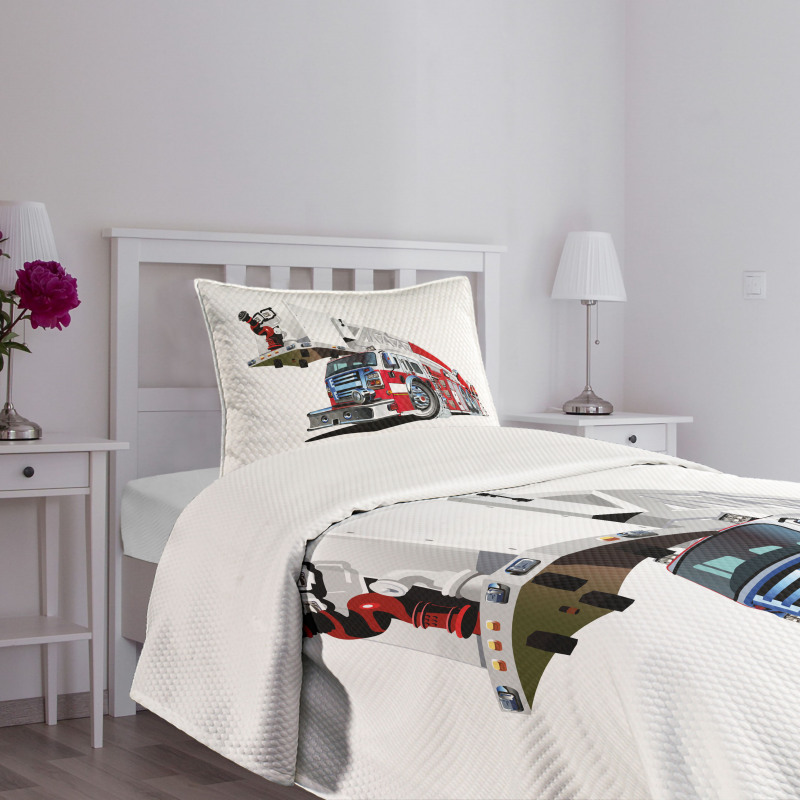 911 Emergency Firetruck Bedspread Set