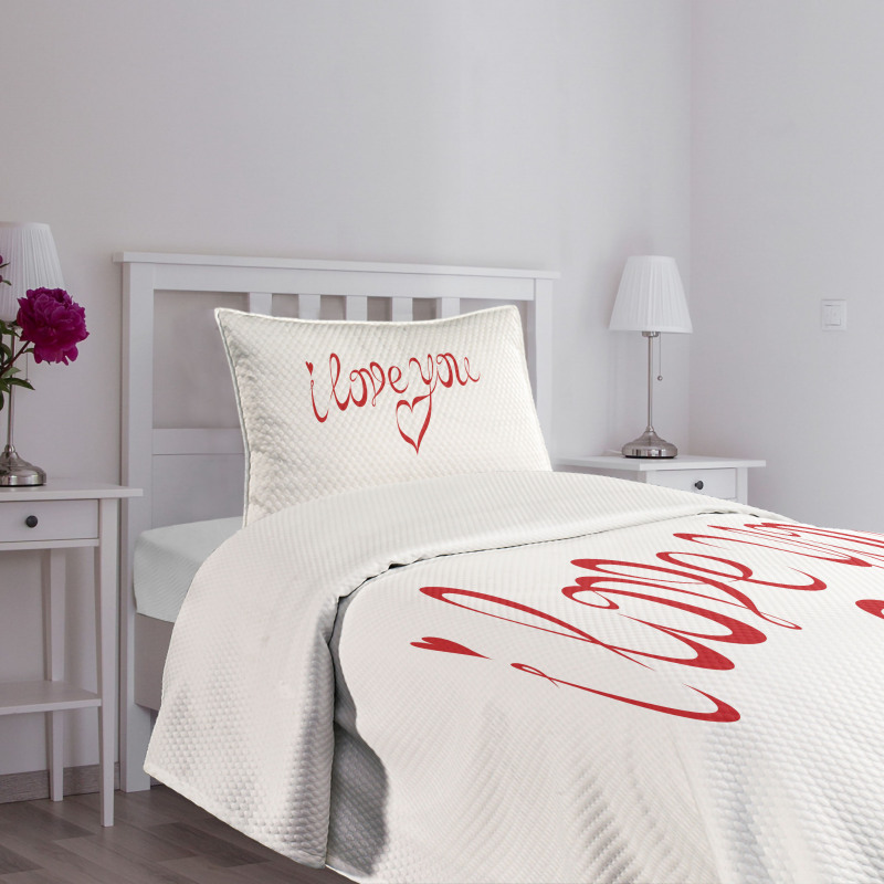 Swirling Font in Red Bedspread Set