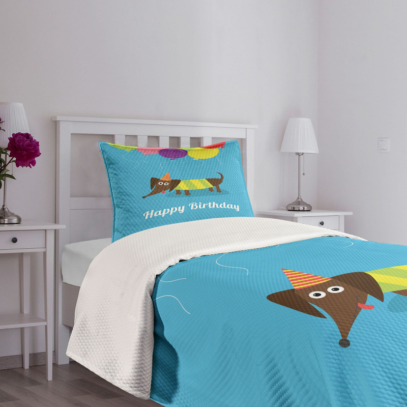 Dog and Balloons Bedspread Set