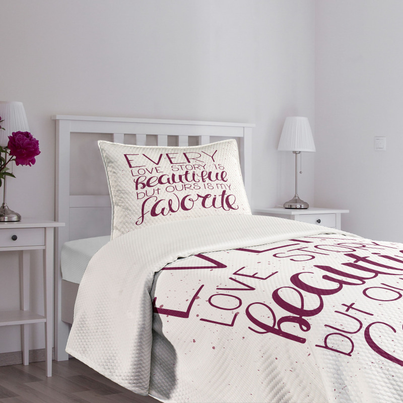 Romance Words Our Story Bedspread Set