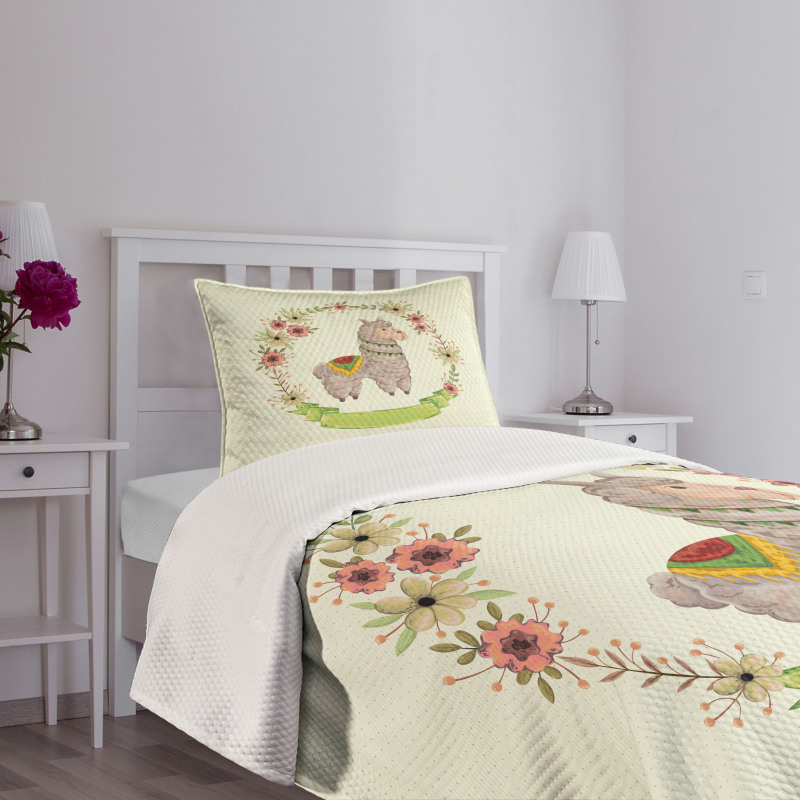 Colorful Watercolor Flora Bedspread Set