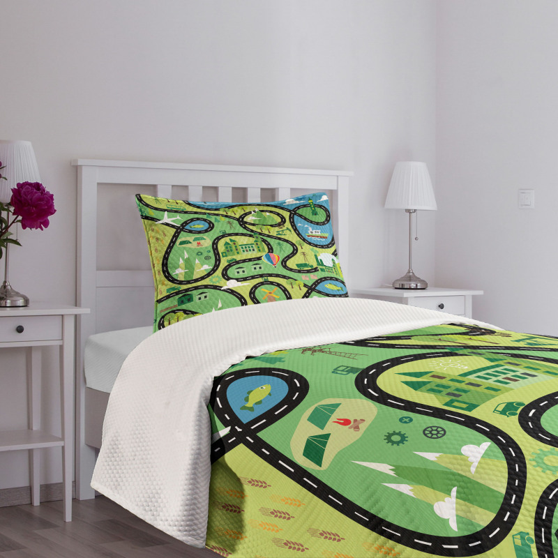 Aerial Coastal Suburbs Bedspread Set