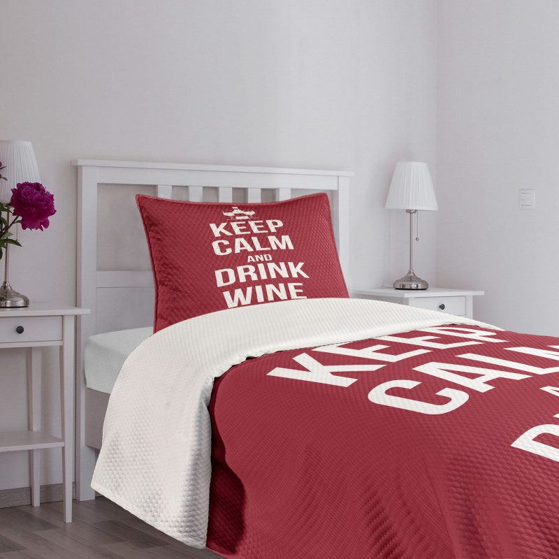 Drink Wine Slogan Bedspread Set