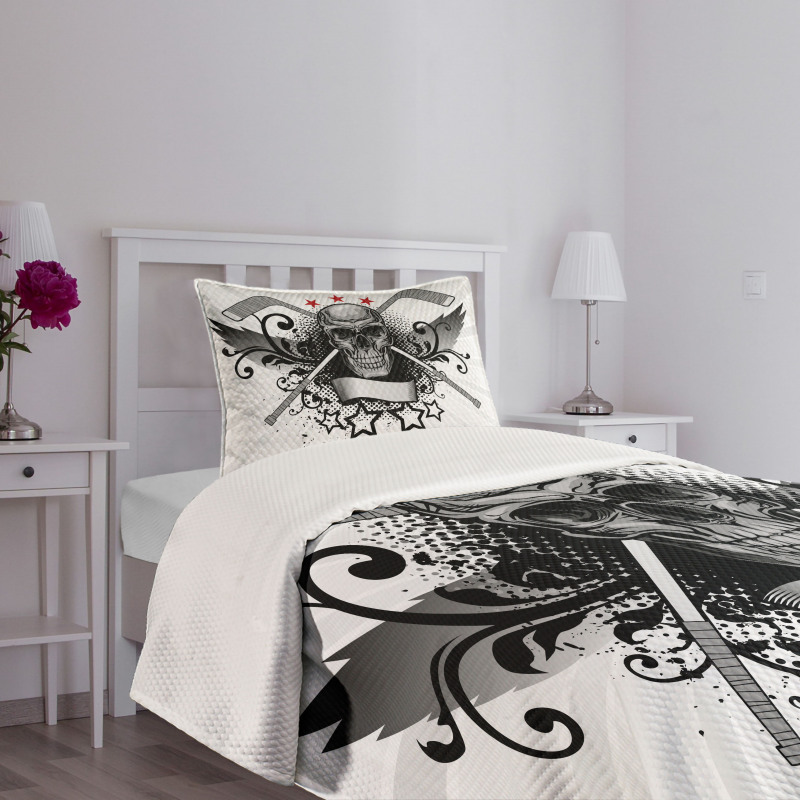 Skull with Sticks Stars Bedspread Set